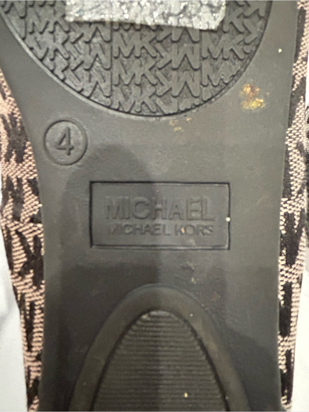 Michael Kors Black and Brown Logo Ballet Flats with Gold MK Medallion - Picture 5 of 6